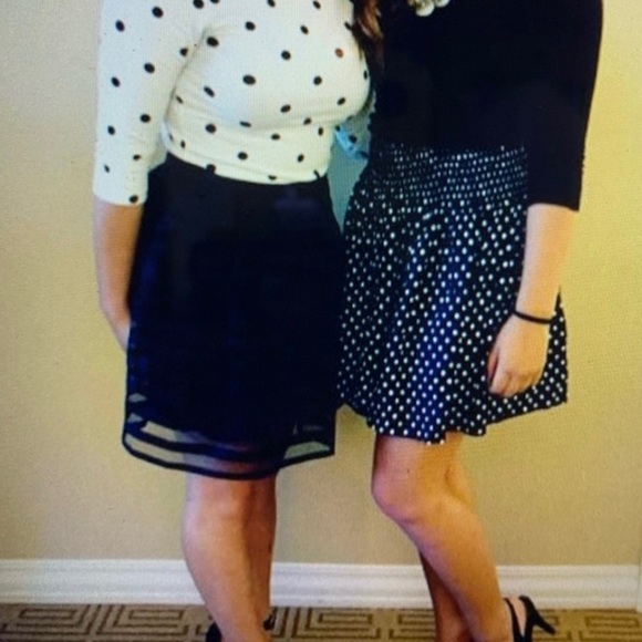 Maurices Navy Skirt with White Polka Dots and Elastic Smocked Waist - Picture 7 of 8